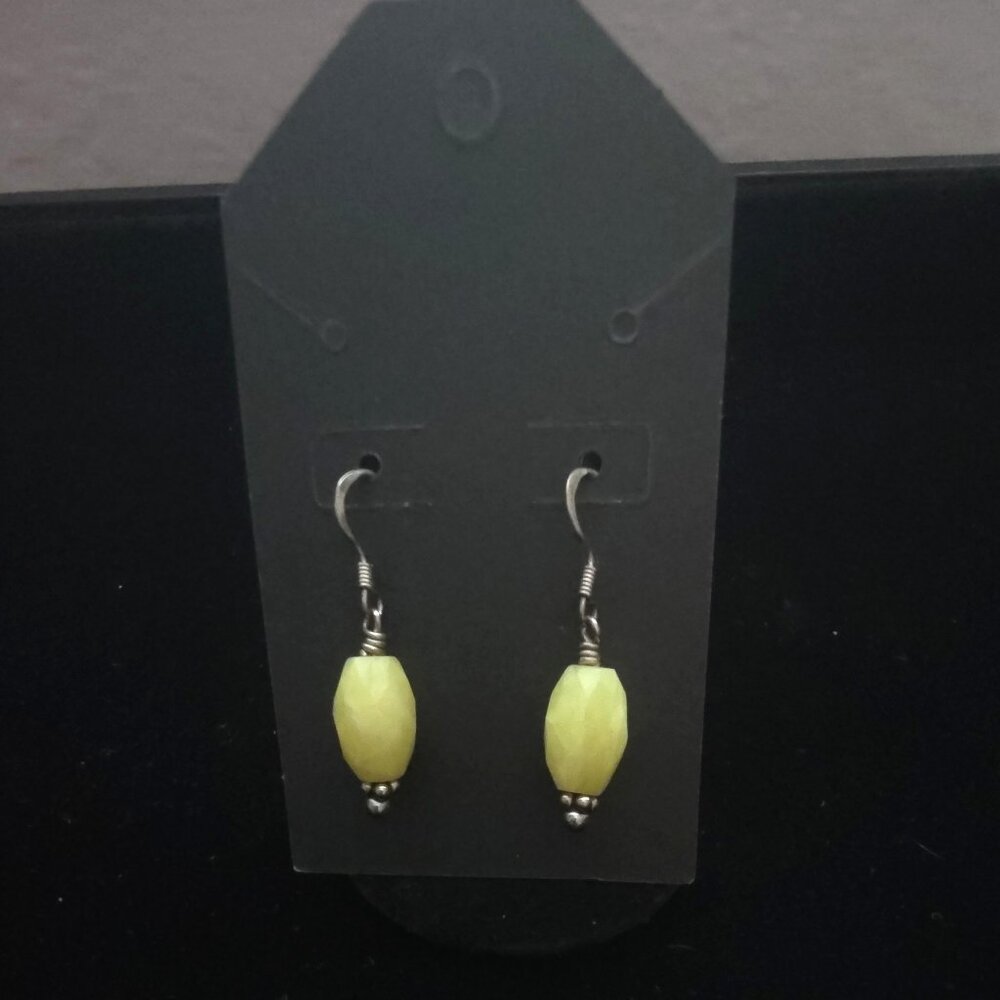 Yellow-Green Stone Dangle Earrings | 925 Sterling Silver | 1.25”